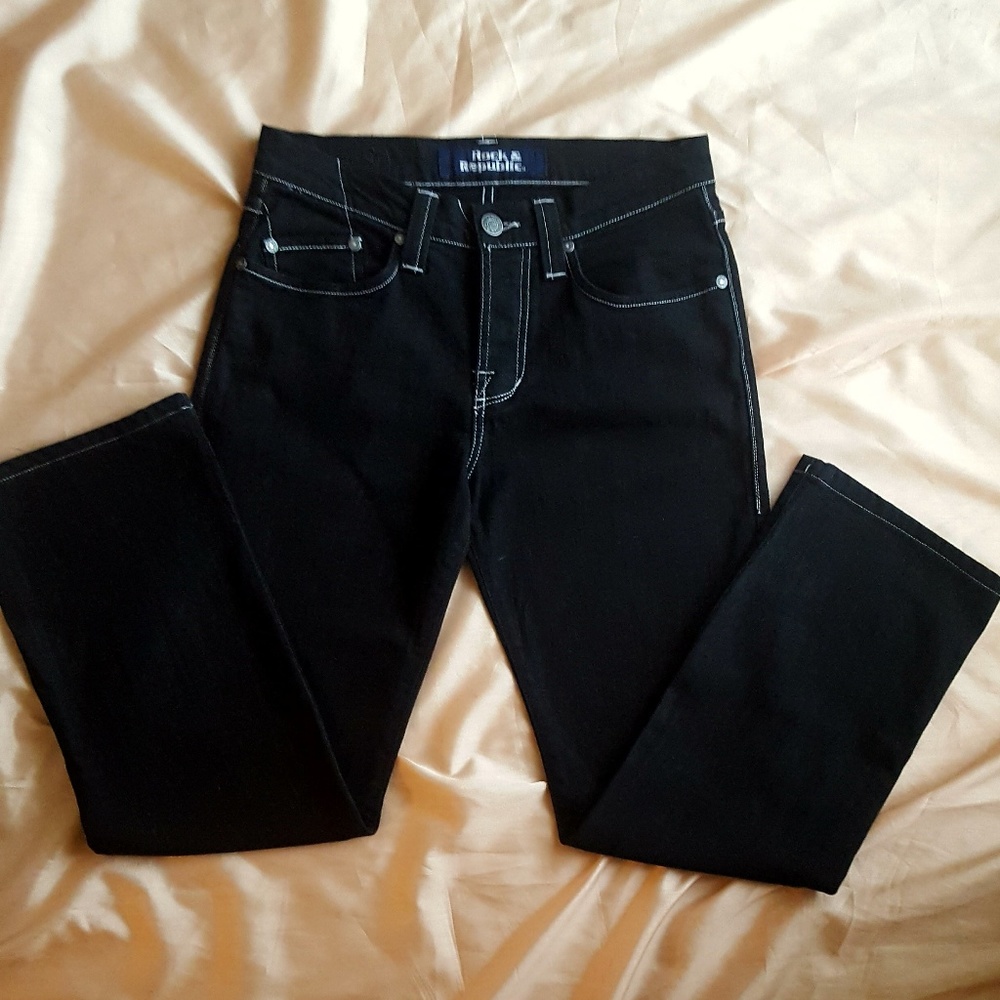 Rock & Republic Black Button Fly Jeans 32 X 30